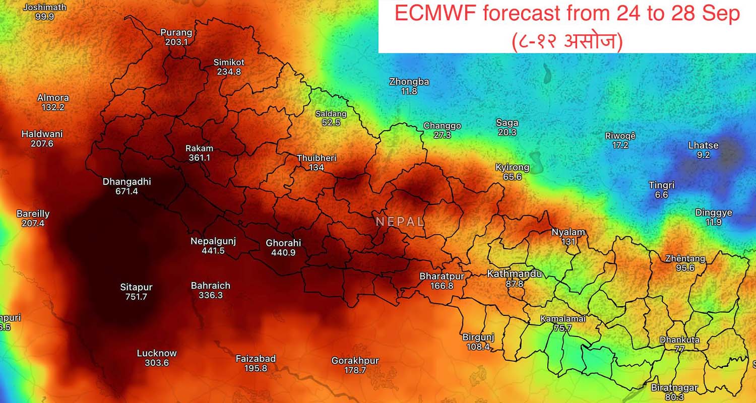 Heavy rainfall forecast from Asoj 8 to 12, urged to remain alert