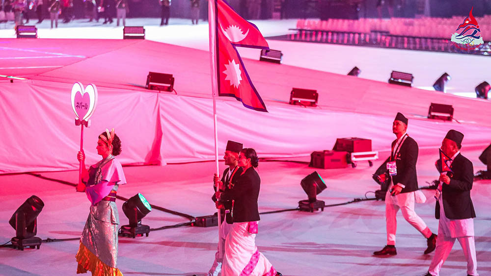 Asian Games kick off in Japan, Chandra and Manmati carry Nepali flag in march past