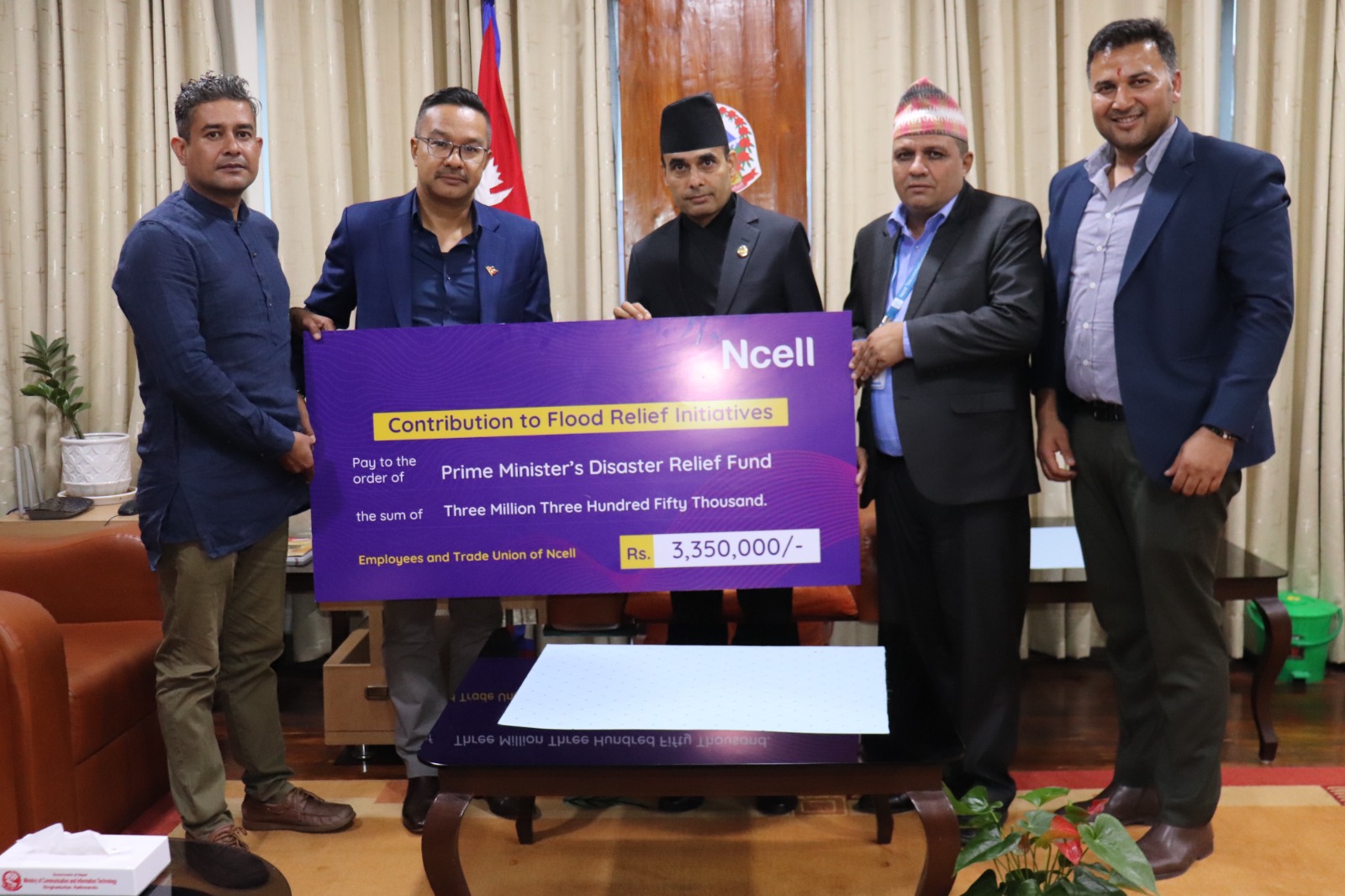 Ncell Employees Contribute NPR 3.35 Million for Bhote Koshi Flood Victims